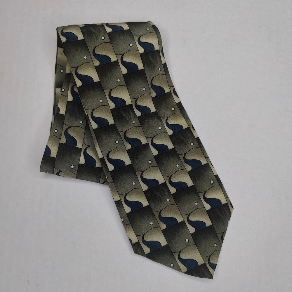 GRATEFUL DEAD Men's Blue and Taupe Handmade 100% Silk Tie